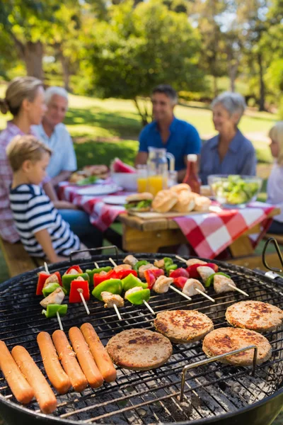 Familie grillt im Park — Stockfoto