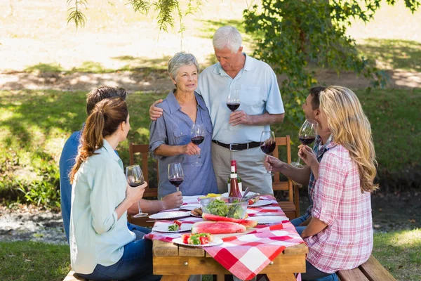 Aile ile toasting yaşlılar — Stok fotoğraf