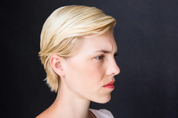 Nervous blonde woman — Stock Photo, Image