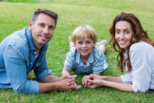 Parkta birlikte mutlu bir aile — Stok fotoğraf