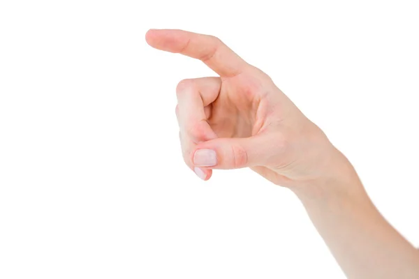 Woman pointing with her finger — Stock Photo, Image