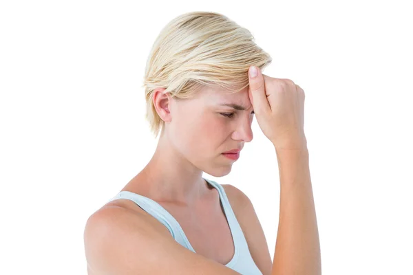 Mulher atraente com dor de cabeça — Fotografia de Stock
