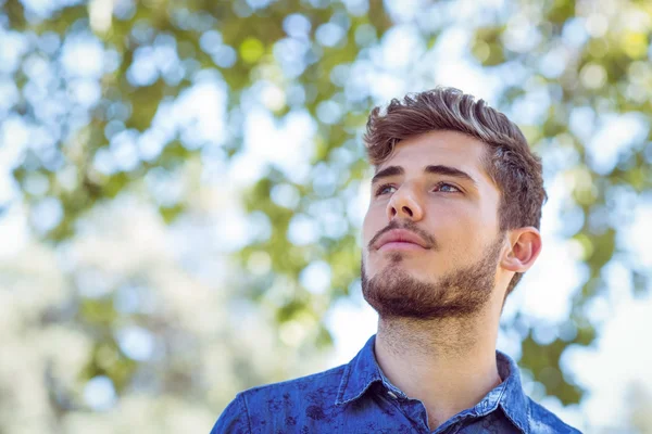 Guapo pensamiento hipster en el parque —  Fotos de Stock