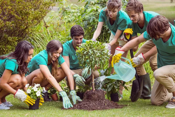 Happy friends berkebun untuk masyarakat — Stok Foto