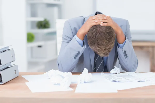 Businessman being depressed by working — Stock Photo, Image