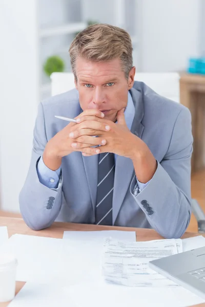 Businessman being depressed by working — Stock Photo, Image