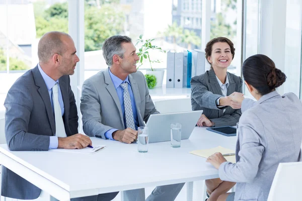 Interview panel listening to applicant — Stock Photo, Image