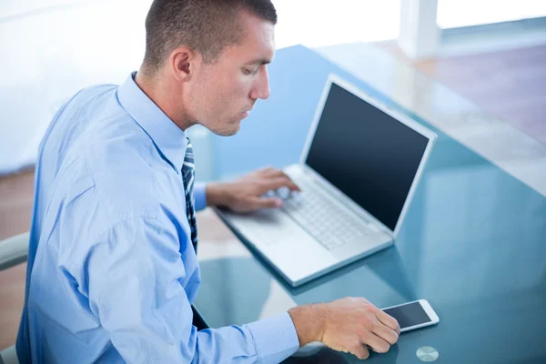 Businessman using laptop Stock Image