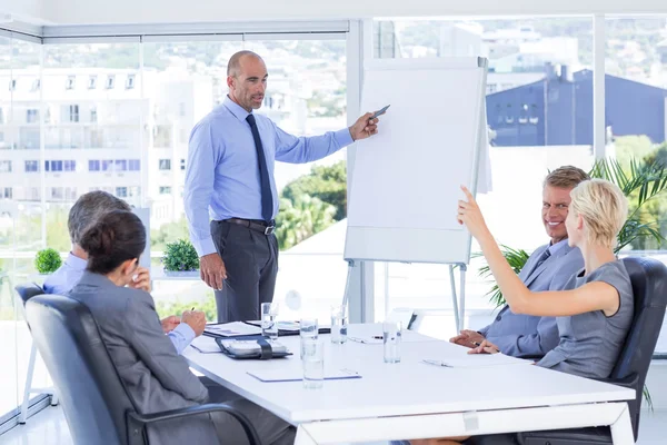 Businesswoman asking question during meeting — Stock Photo, Image