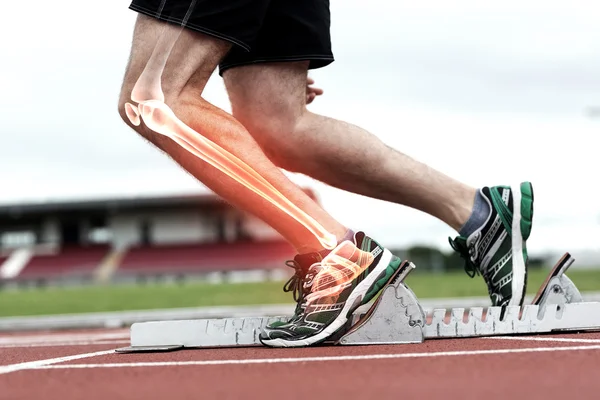 Highlighted bones of man about to race — Stock Photo, Image