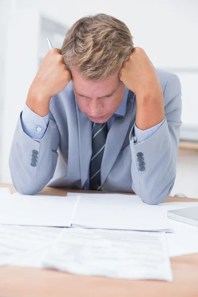 Businessman being depressed by working — Stock Photo, Image