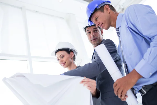 Empresario explicando anteproyecto a colegas — Foto de Stock