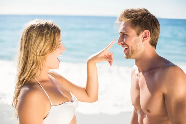 Happy couple in swimsuit — Stock Photo, Image