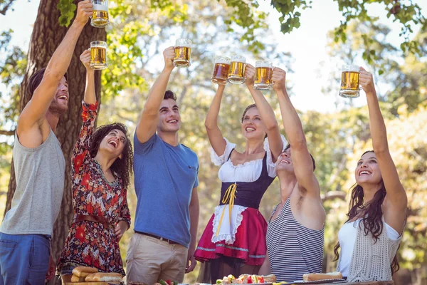 Friends toasting in the park — Stock Photo, Image
