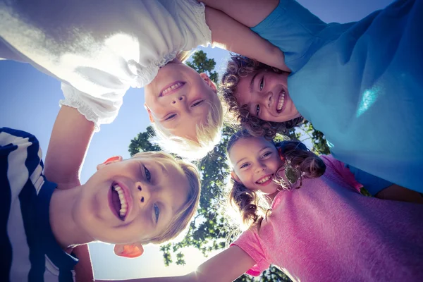 Smiling children looking down the camera — Stock Photo, Image