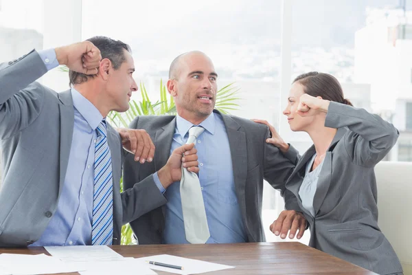 Business partners fighting together — Stock Photo, Image