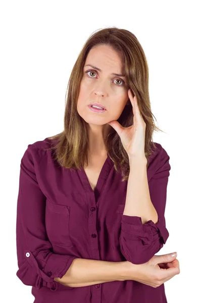 Pretty brunette with headache — Stock Photo, Image