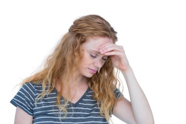 A blonde woman having headache clipart
