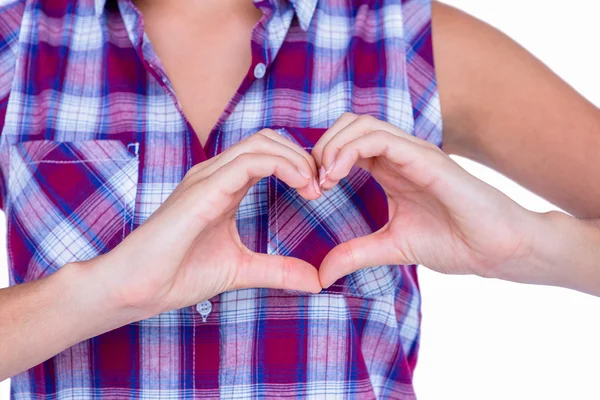 Woman making heart shape with hands — Stock Photo, Image