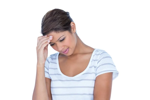 A sad brunette with headache — Stock Photo, Image