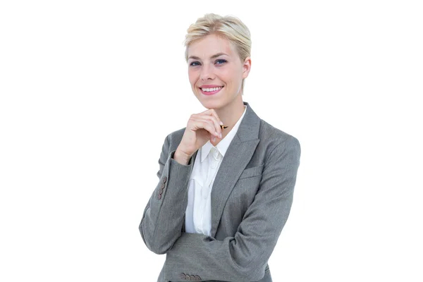 Geschäftsfrau lächelt auf weißem Hintergrund — Stockfoto