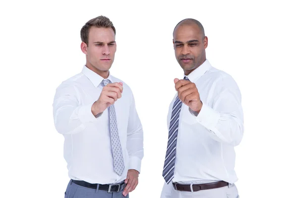 Businessmen pointing something with hands — Stock Photo, Image