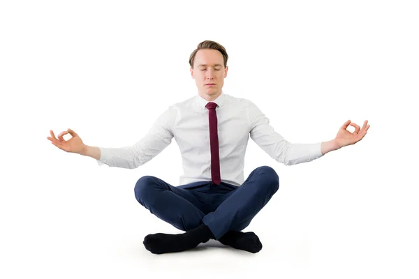 Empresario zen meditando en pose de yoga —  Fotos de Stock