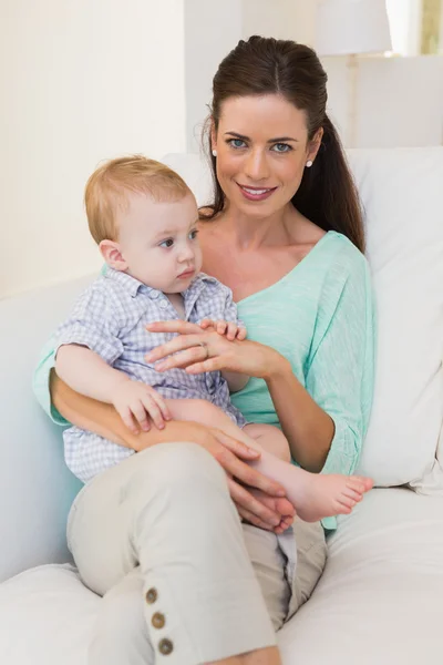 Happy mother with her baby boy — Stock Photo, Image