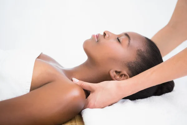 Woman enjoying shoulder massage — Stock Photo, Image