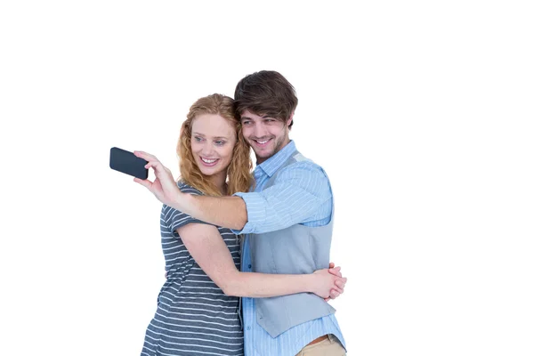 Heureux couple tache un selfie — Photo