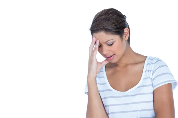 A pretty brunette with headache — Stock Photo, Image