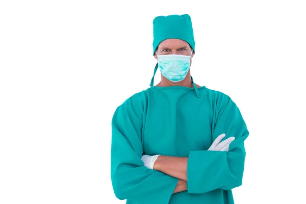 Surgeon against white screen — Stockfoto