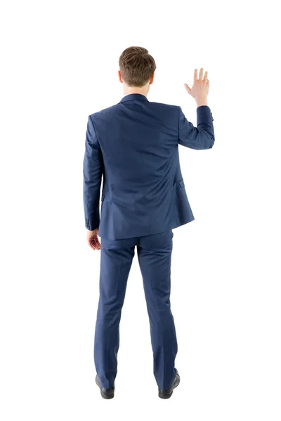 Wear view of businessman showing his hand — Stockfoto