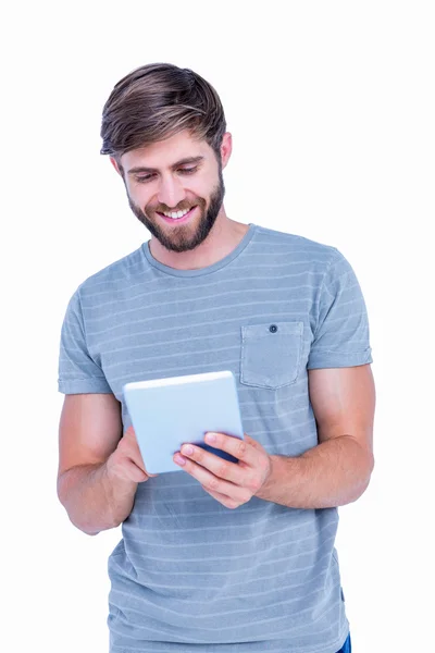 Schöner Mann mit Tablet — Stockfoto