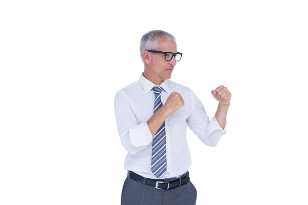 Boxing businessman on white — Stock Photo, Image