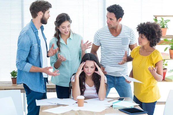 Concentrated businesswoman with her coworkers — Stock Photo, Image