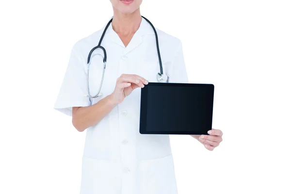 Young doctor standing with tablet pc — Stock Photo, Image