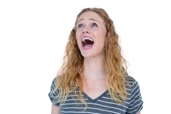 Blonde standing and screaming — Stock Photo, Image