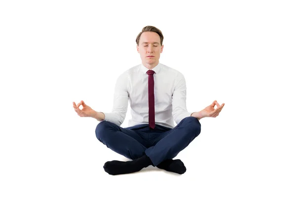 Empresario zen meditando en pose de yoga —  Fotos de Stock