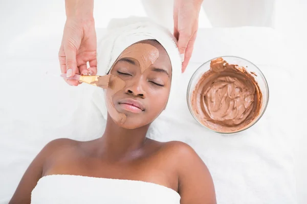 Woman getting chocolate facial treatment — Stok fotoğraf