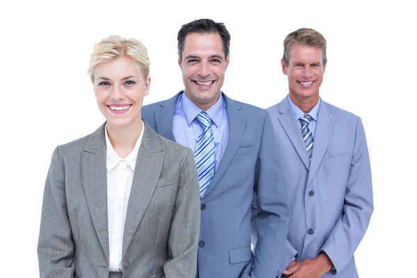 Businessman in a row with his business team — Stock Photo, Image