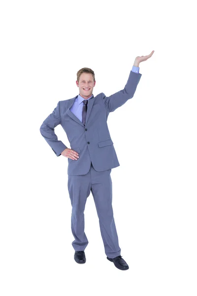 Handsome businessman gesturing with hands — Stock Photo, Image