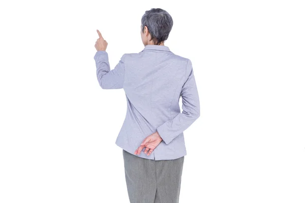 Mujer de negocios haciendo gestos en blanco — Foto de Stock