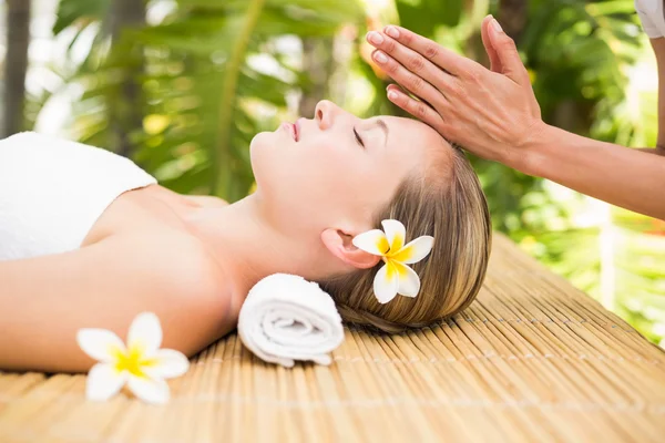 Woman receiving facial massage — Stock Photo, Image