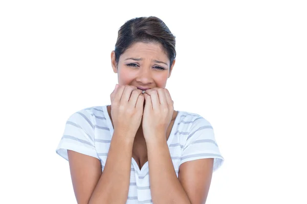 A sad brunette with ache — Stock Photo, Image