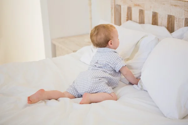 Baby boy at home in bedroom — Stock Photo, Image