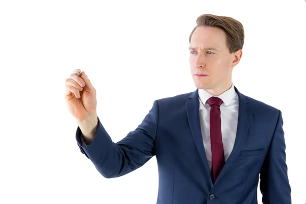 Businessman writing something with pen — Stock Photo, Image