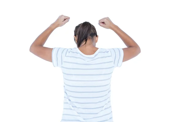 Brunette with arms up — Stock Photo, Image