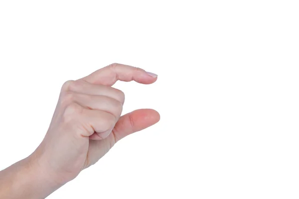 Businesswoman presenting with hand — Stock Photo, Image