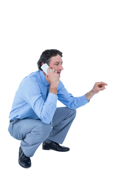 Zakenman heeft telefoon. — Stockfoto